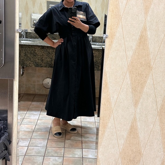 Anthropologie Black Button-Down Midi Dress - Picture 6 of 6